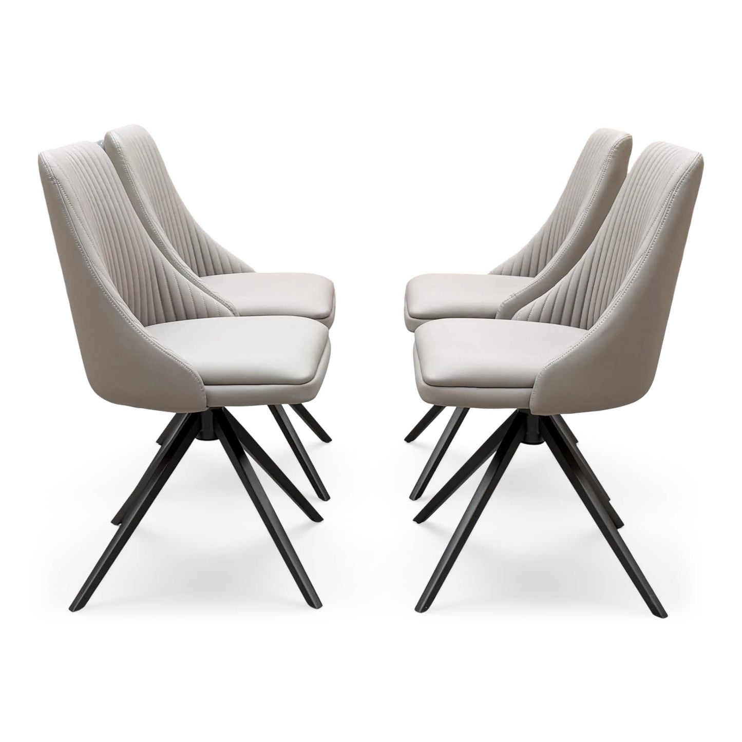 ‘Icon’ Light Taupe - Bronze Faux Leather Set of 4 Swivel Dining Chairs