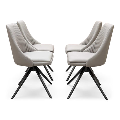 ‘Icon’ Light Taupe - Bronze Faux Leather Set of 4 Swivel Dining Chairs