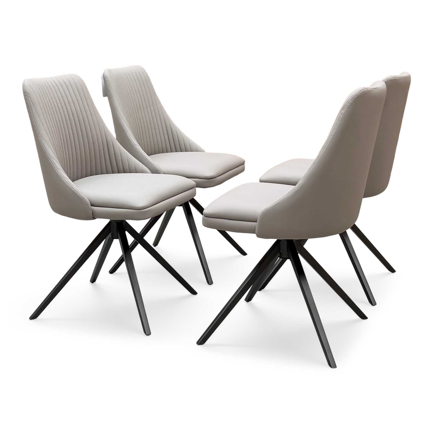 ‘Icon’ Light Taupe - Bronze Faux Leather Set of 4 Swivel Dining Chairs