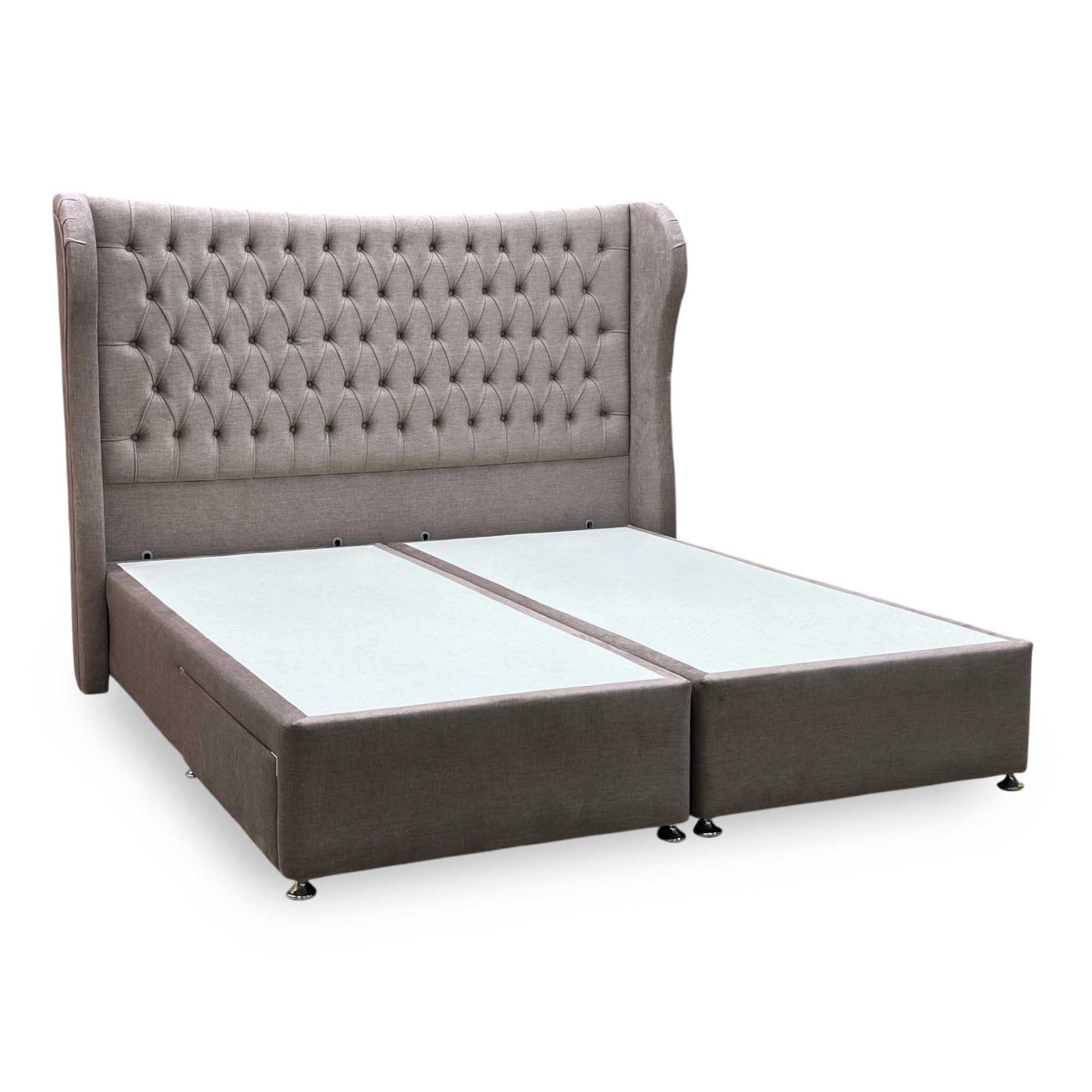 Artisan Collection ‘Camber’ 904 Warm Onyx Brown Velvet Fabric High Floor Standing Headboard + 2 Draw Divan Base - Super King