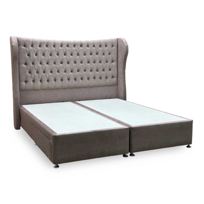 Artisan Collection ‘Camber’ 904 Warm Onyx Brown Velvet Fabric High Floor Standing Headboard + 2 Draw Divan Base - Super King