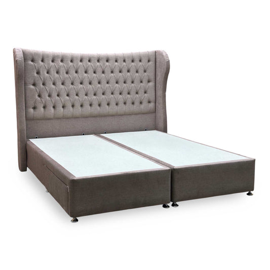 Artisan Collection ‘Camber’ 904 Warm Onyx Brown Velvet Fabric High Floor Standing Headboard + 2 Draw Divan Base - Super King