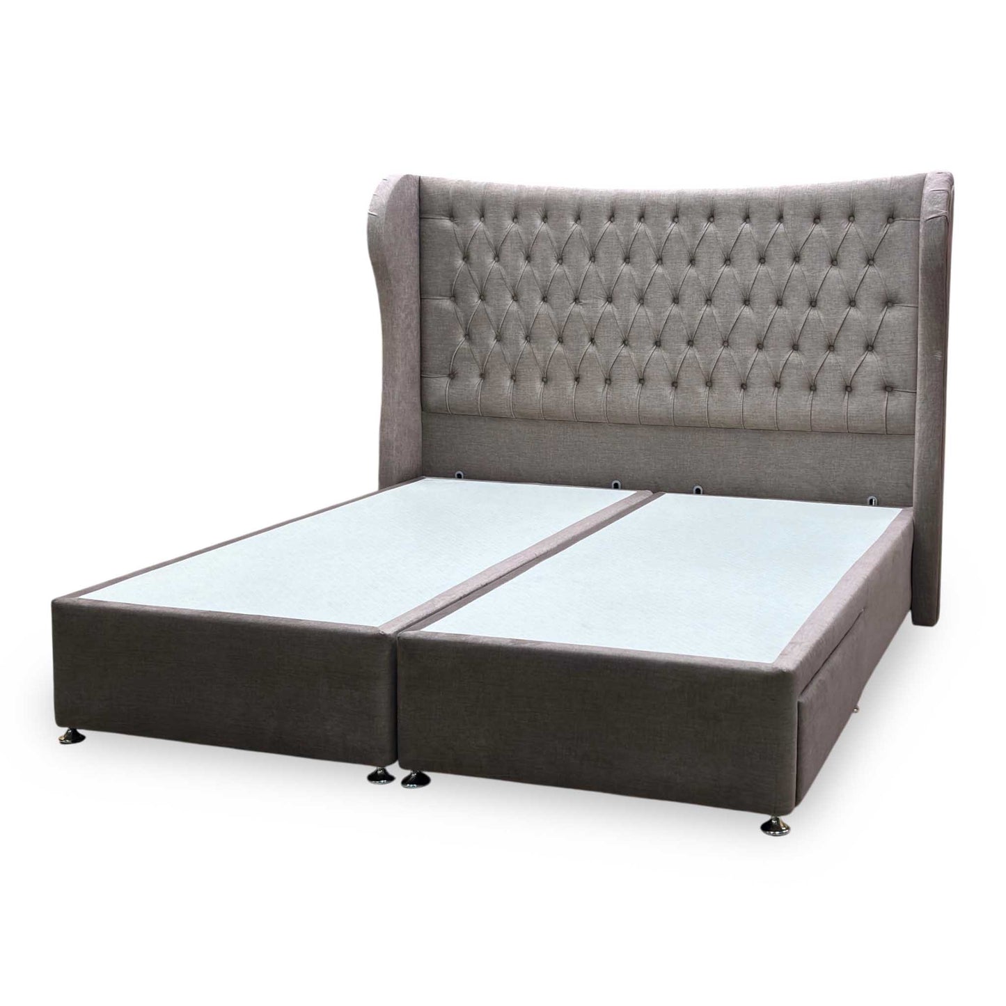 Artisan Collection ‘Camber’ 904 Warm Onyx Brown Velvet Fabric High Floor Standing Headboard + 2 Draw Divan Base - Super King