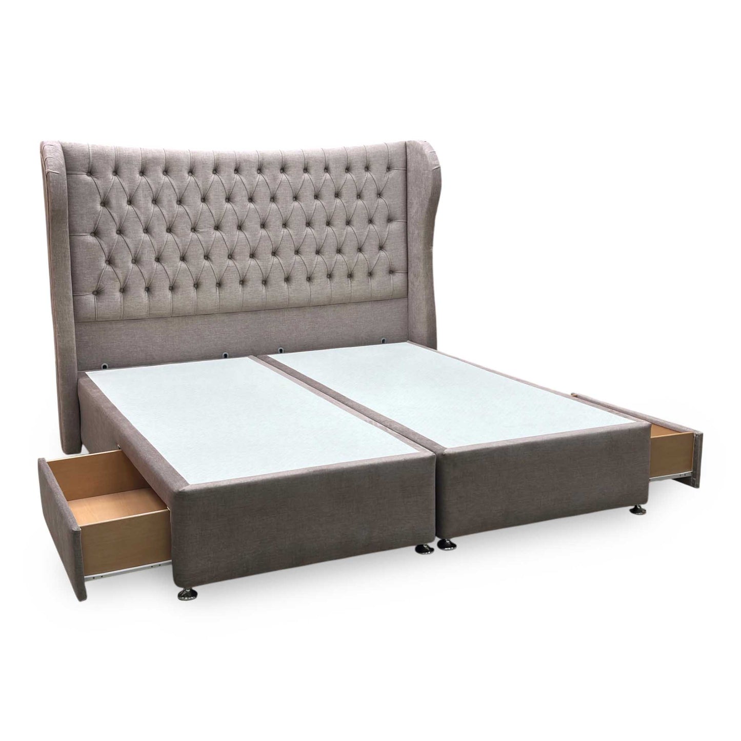 Artisan Collection ‘Camber’ 904 Warm Onyx Brown Velvet Fabric High Floor Standing Headboard + 2 Draw Divan Base - Super King