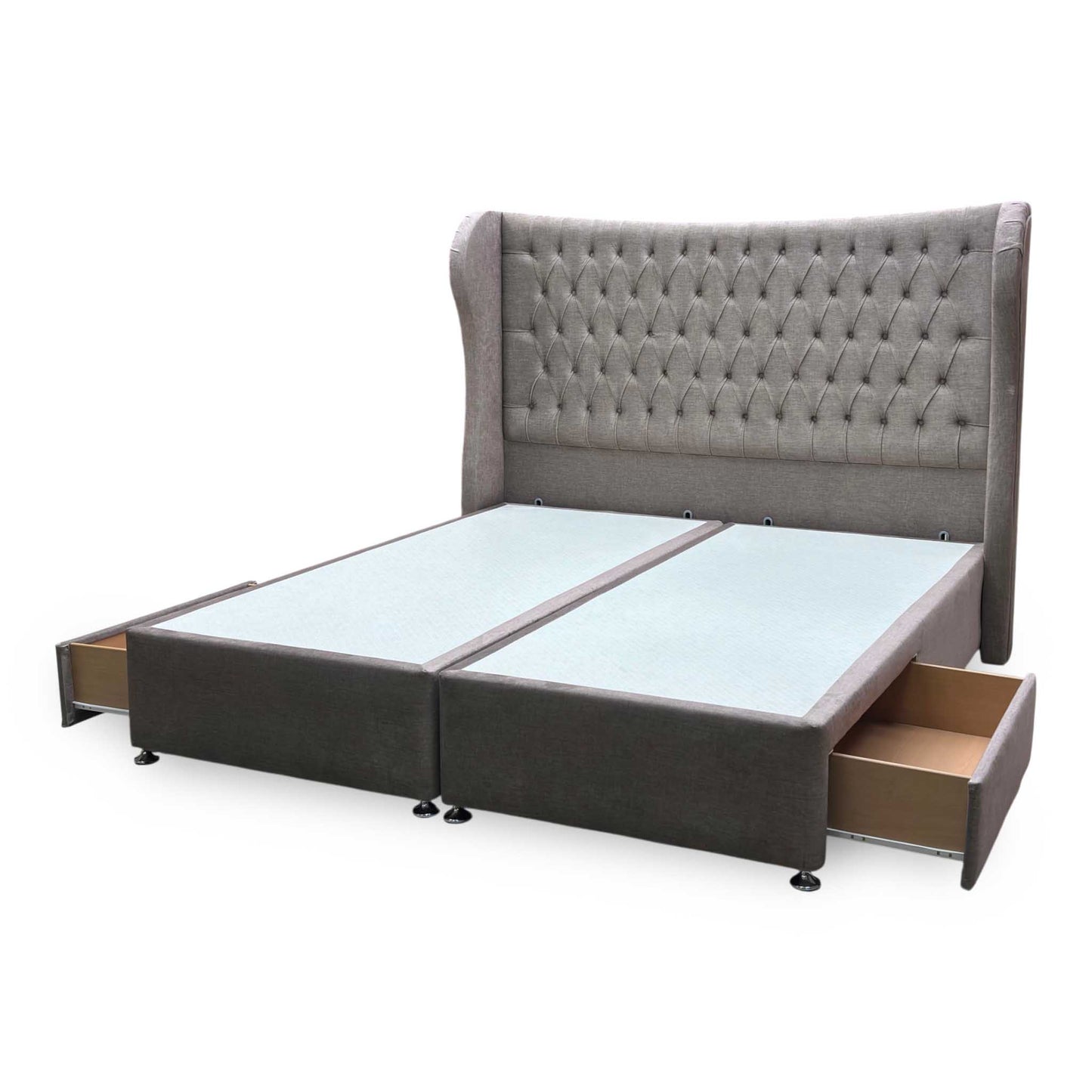 Artisan Collection ‘Camber’ 904 Warm Onyx Brown Velvet Fabric High Floor Standing Headboard + 2 Draw Divan Base - Super King
