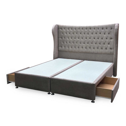 Artisan Collection ‘Camber’ 904 Warm Onyx Brown Velvet Fabric High Floor Standing Headboard + 2 Draw Divan Base - Super King