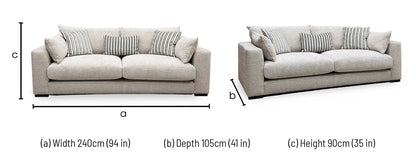 ‘Elise’ Taupe Boucle Fabric 4 Seater Sofa