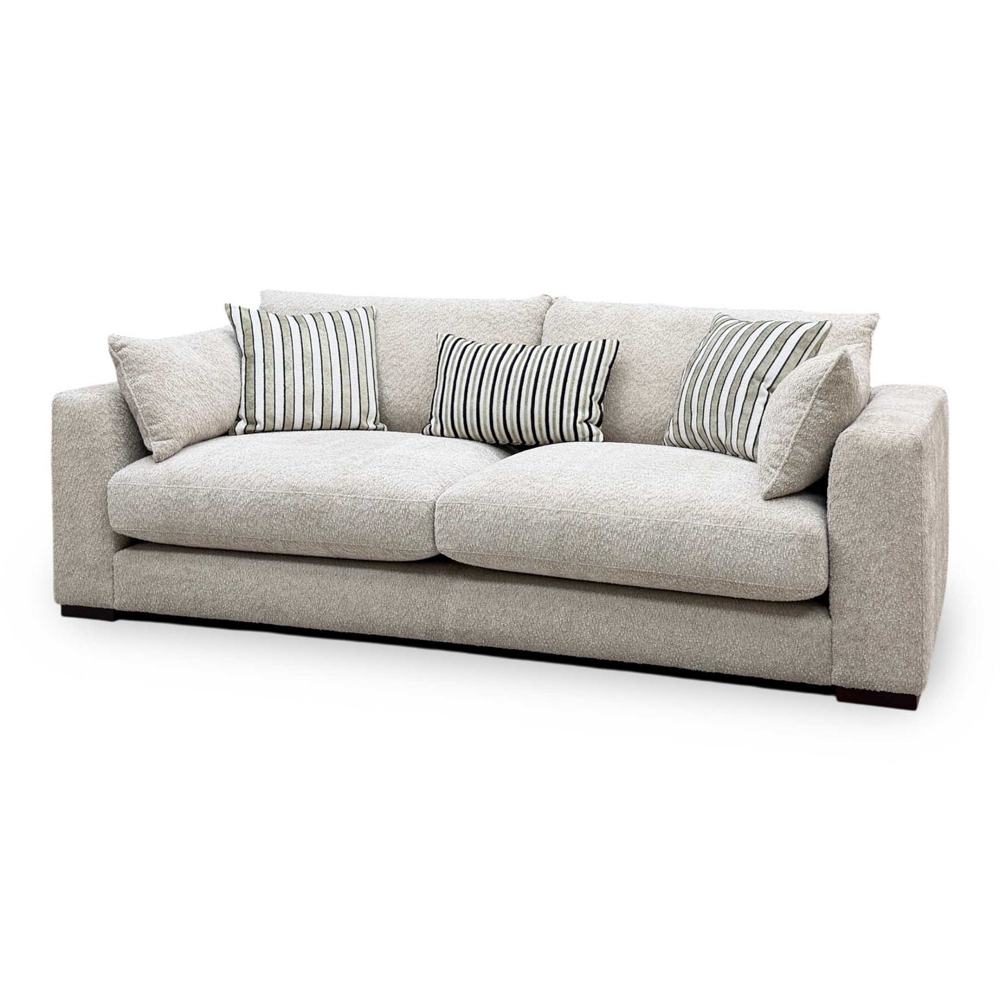 ‘Elise’ Taupe Boucle Fabric 4 Seater Sofa