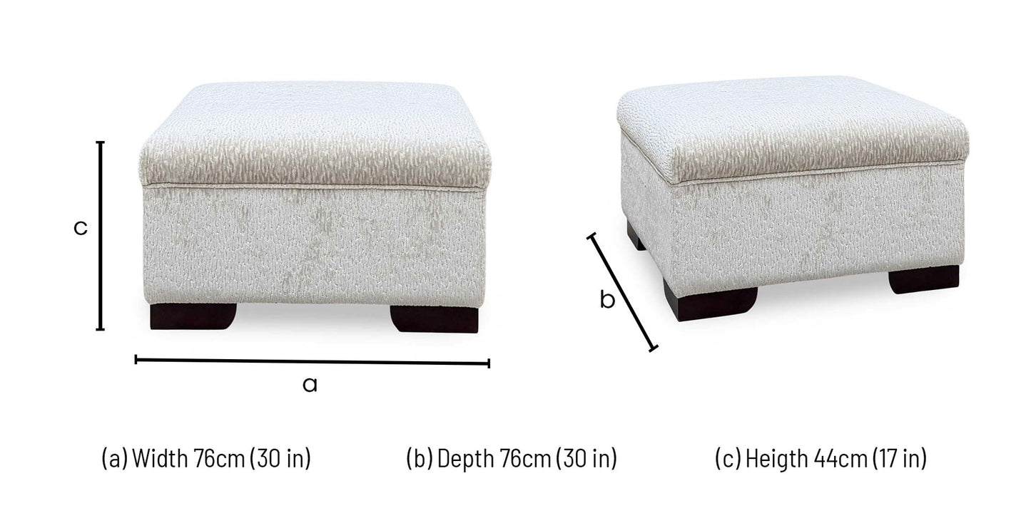 ‘Luella’ Oslo Cream Velvet Fabric Small Footstool