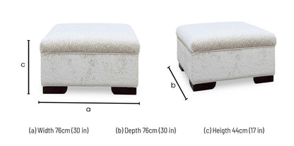 ‘Luella’ Oslo Cream Velvet Fabric Small Footstool