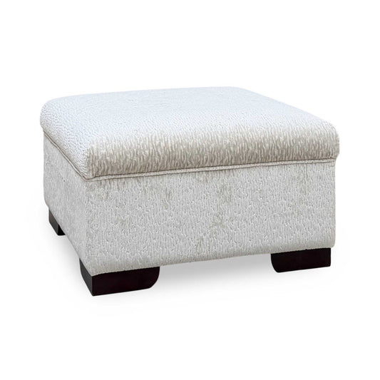 ‘Luella’ Oslo Cream Velvet Fabric Small Footstool