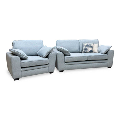 ‘Chalfont' Orm Duck Egg Tight Weave Fabric 3 Seater Sofa + Chair