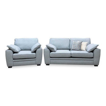 ‘Chalfont' Orm Duck Egg Tight Weave Fabric 3 Seater Sofa + Chair