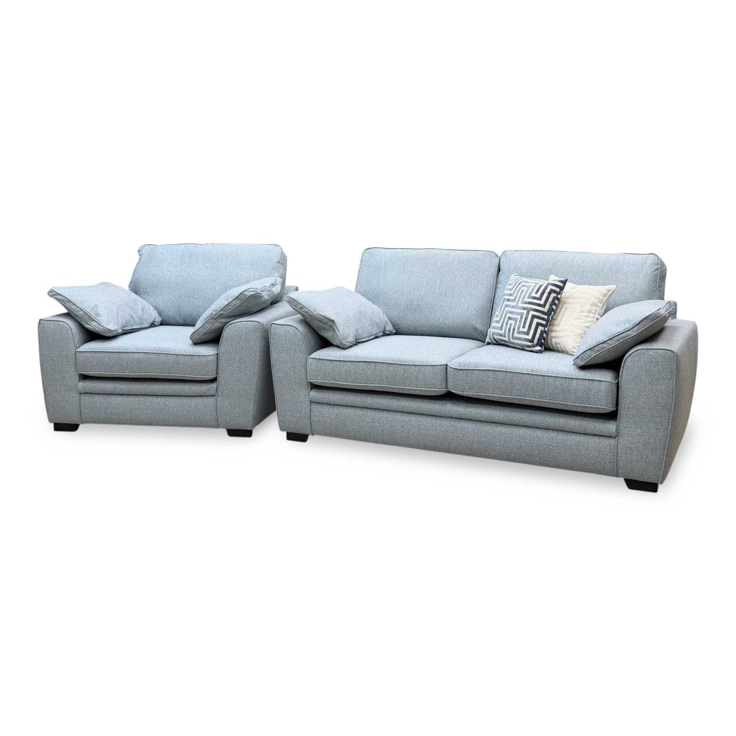 ‘Chalfont' Orm Duck Egg Tight Weave Fabric 3 Seater Sofa + Chair