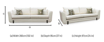 ‘Oliver’ Vanilla White Mika Boucle 4 Seater Sofa