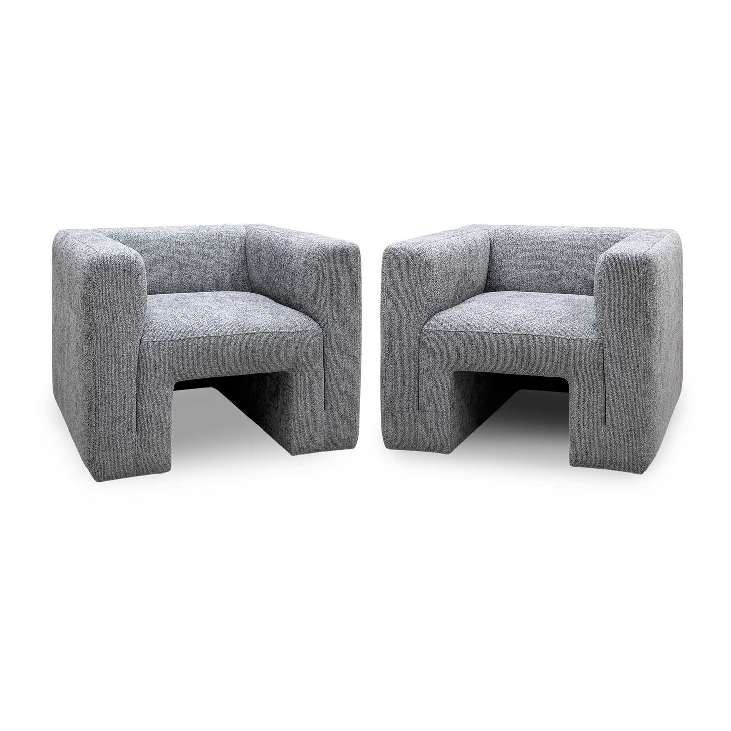 ‘Lauren’ Dark Grey Boucle Fabric Accent Chairs - Set of 2