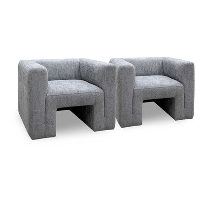 ‘Lauren’ Dark Grey Boucle Fabric Accent Chairs - Set of 2