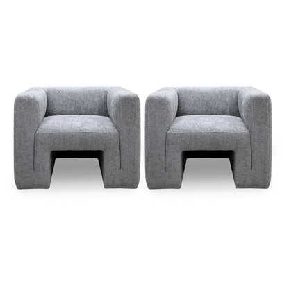 ‘Lauren’ Dark Grey Boucle Fabric Accent Chairs - Set of 2