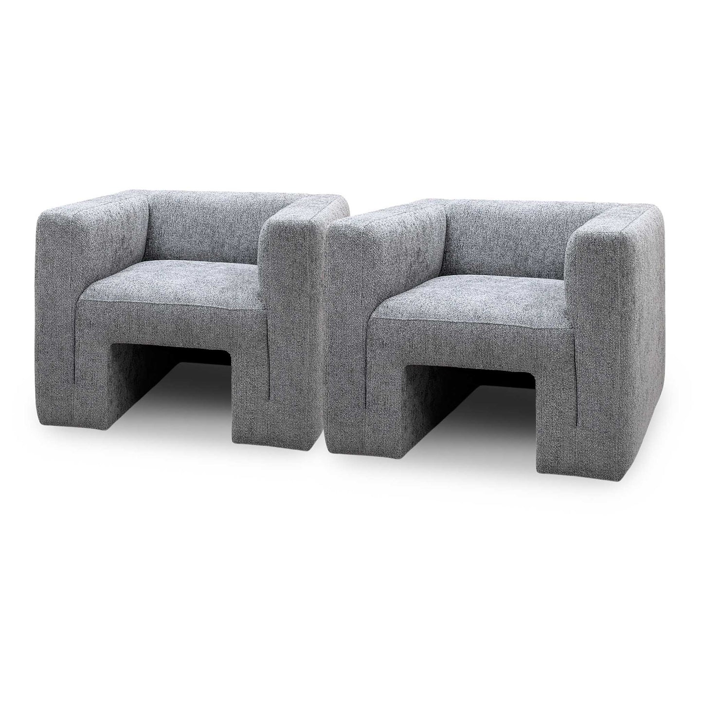 ‘Lauren’ Dark Grey Boucle Fabric Accent Chairs - Set of 2