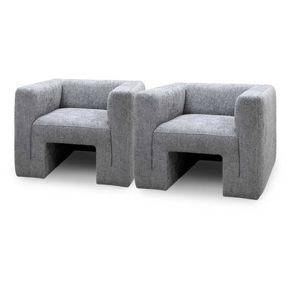 ‘Lauren’ Dark Grey Boucle Fabric Accent Chairs - Set of 2