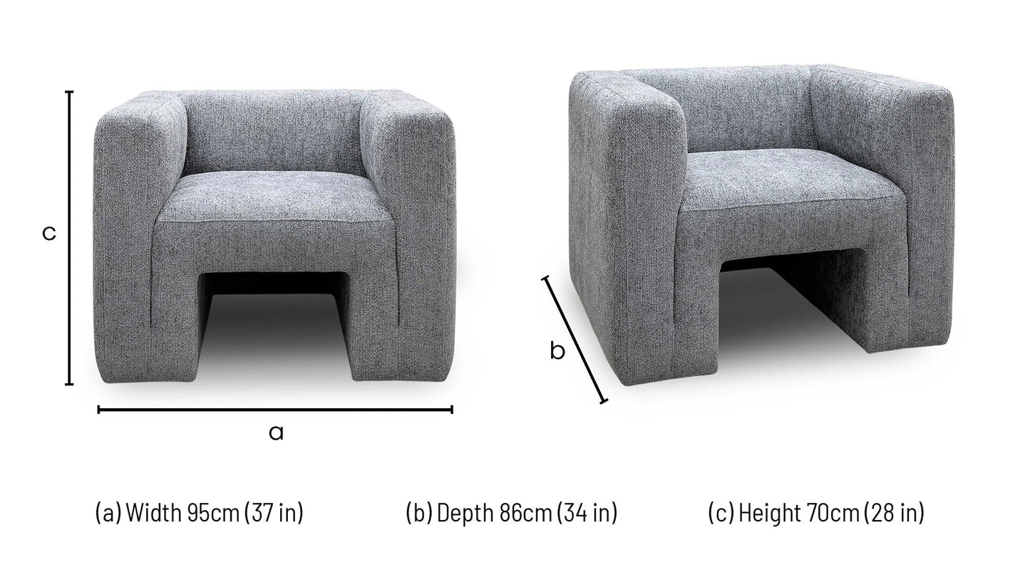 ‘Lauren’ Dark Grey Boucle Fabric Accent Chair