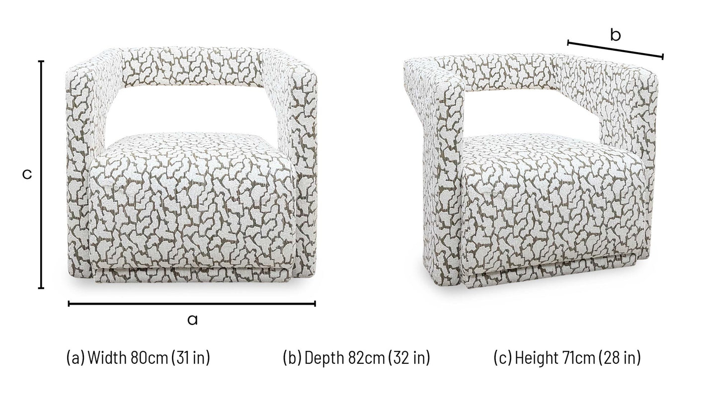 ‘Leo’ White and Bronze Patterned Fabric Accent Chair