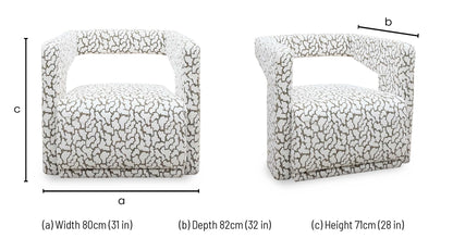 ‘Leo’ White and Bronze Patterned Fabric Accent Chair