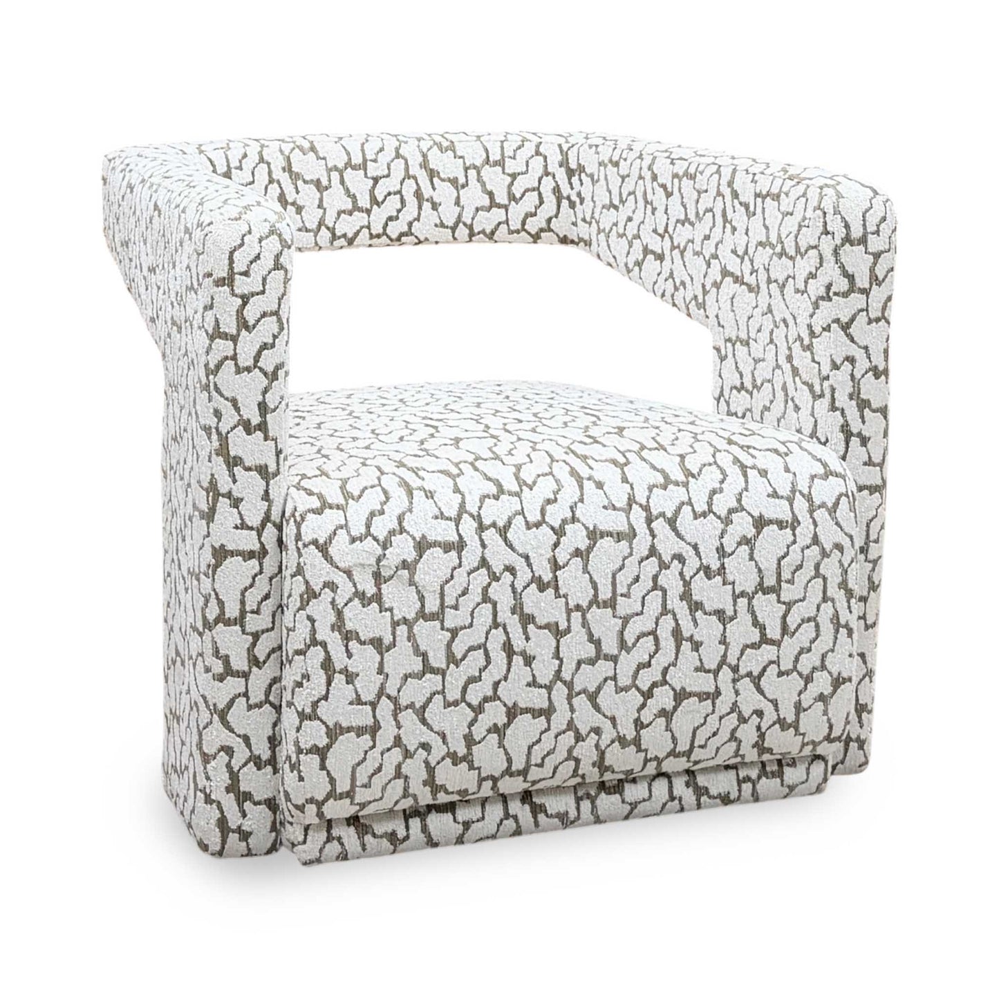 ‘Leo’ White and Bronze Patterned Fabric Accent Chair