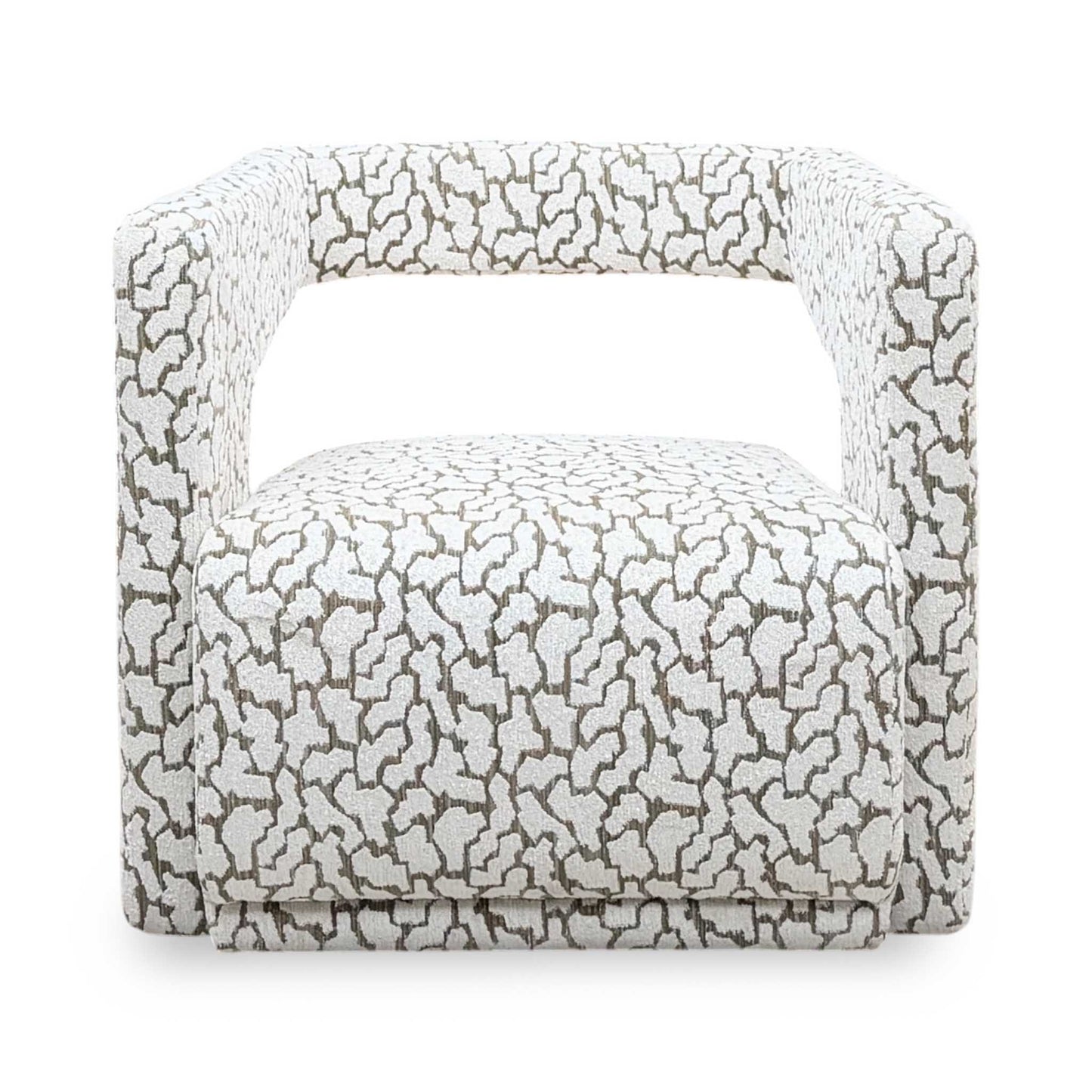 ‘Leo’ White and Bronze Patterned Fabric Accent Chair