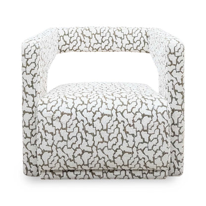 ‘Leo’ White and Bronze Patterned Fabric Accent Chair