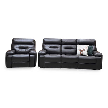 ‘Cinemax’ Lx-6413 Espresso Brown Leather 3 Seater 3 Cushion Power Recliner Sofa with Power Headrests + Chair