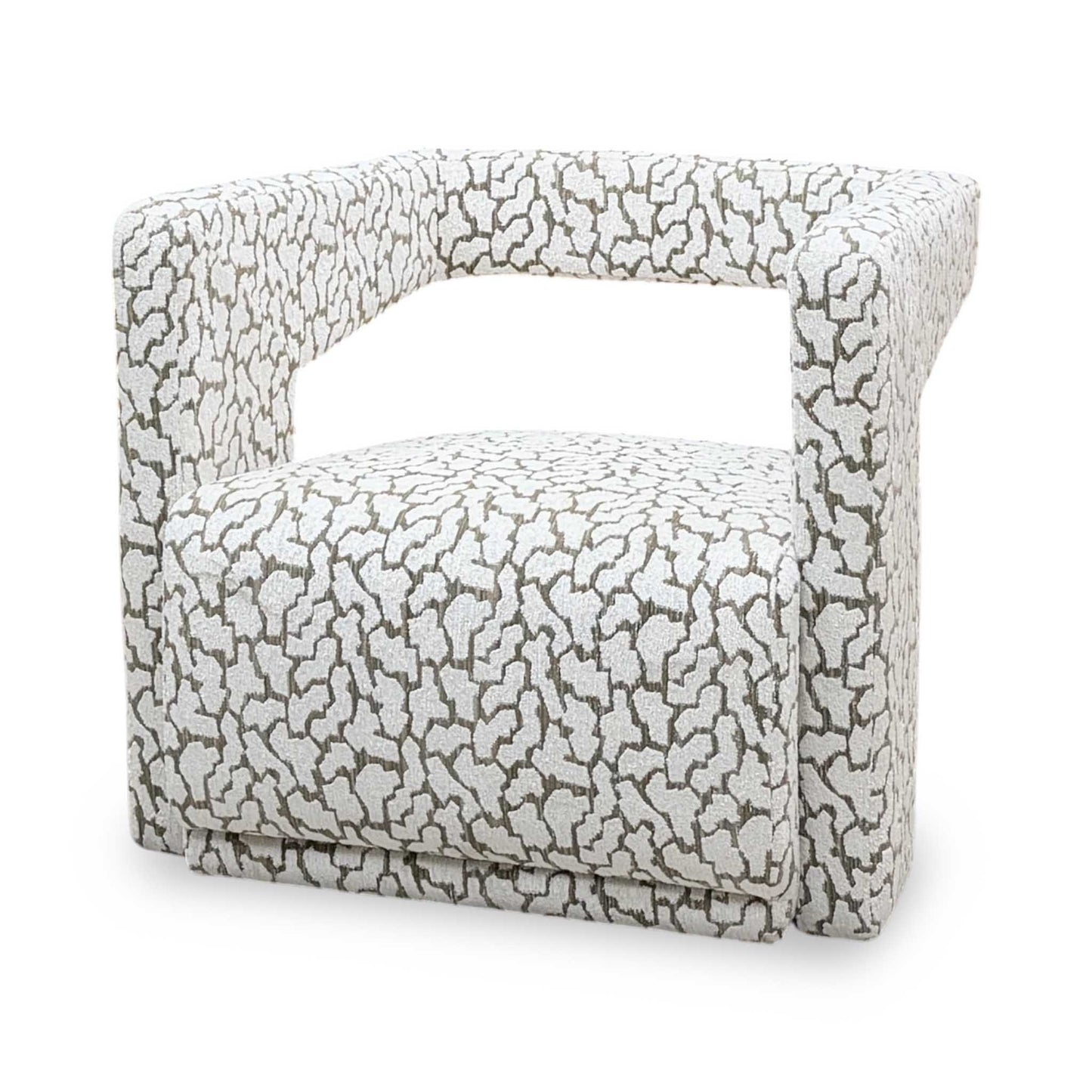 ‘Leo’ White and Bronze Patterned Fabric Accent Chair