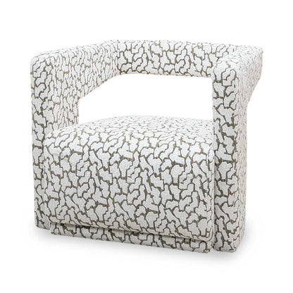 ‘Leo’ White and Bronze Patterned Fabric Accent Chair