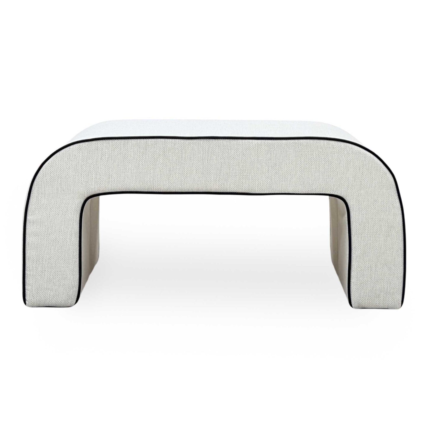 ‘Demure' Natural Demure Textured and Velvet Fabric Banquette Footstool
