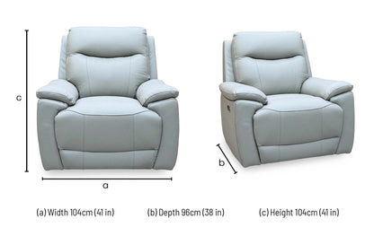 ‘Sloane’ Light Grey Leather Power Recliner Chair