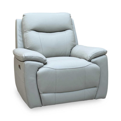‘Sloane’ Light Grey Leather Power Recliner Chair