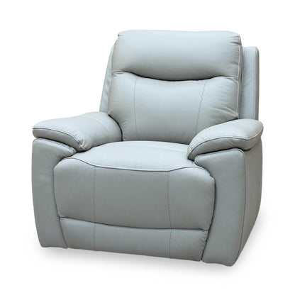‘Sloane’ Light Grey Leather Power Recliner Chair