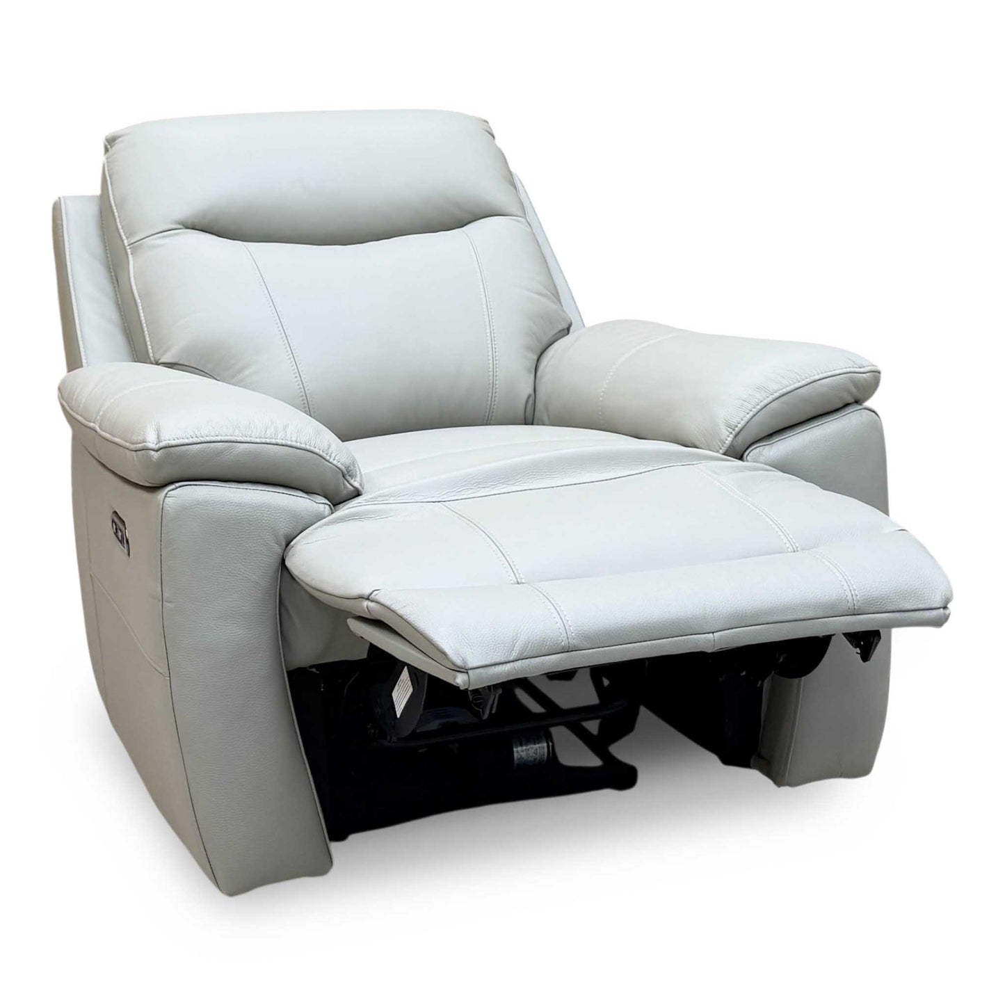 ‘Sloane’ Light Grey Leather Power Recliner Chair