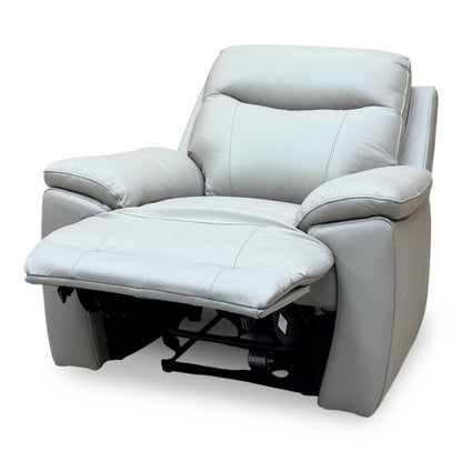 ‘Sloane’ Light Grey Leather Power Recliner Chair