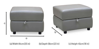 World of Leather ‘Nixon’ Bv-042e Elephant Grey Storage Footstool