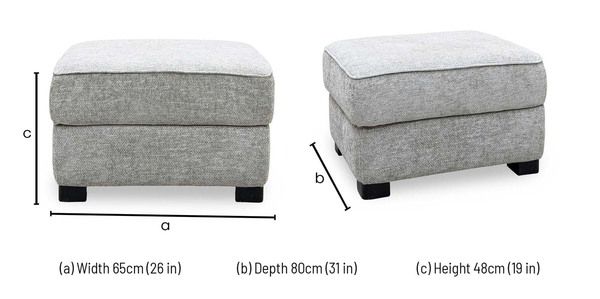 'Elora' Hopsack Mink Lt10 Woven Fabric Small Storage Footstool