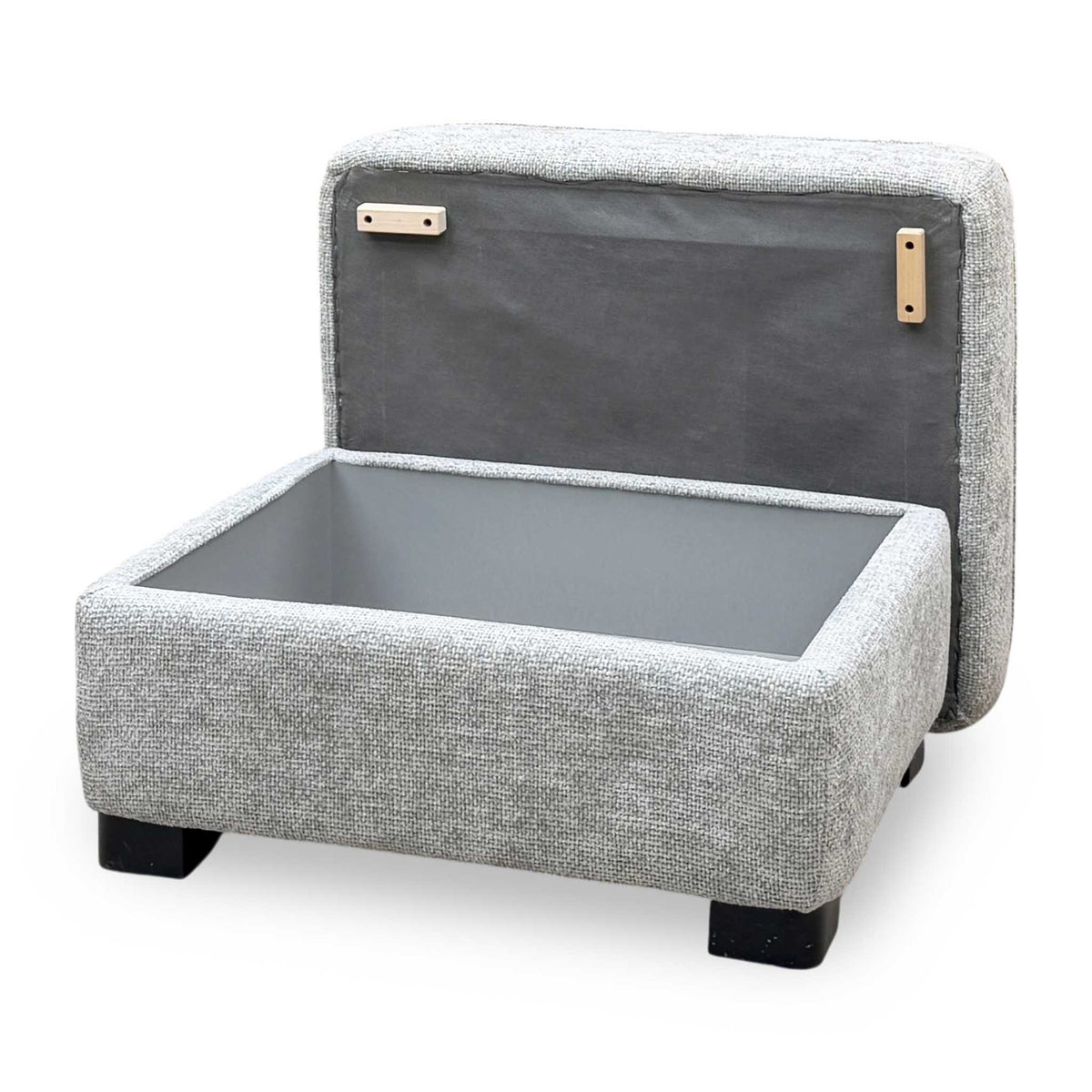 'Elora' Hopsack Mink Lt10 Woven Fabric Small Storage Footstool