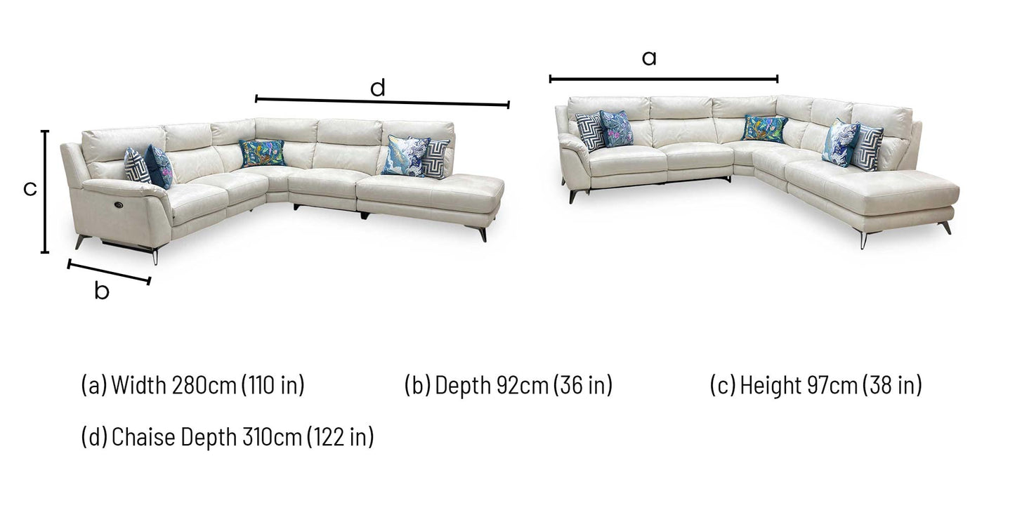 ‘Contempo’ Bfa-Ori-R11 Cream Suede Fabric Right Hand Facing Corner Chaise End Sofa + Power Recliner Armless Unit