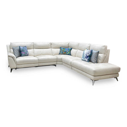 ‘Contempo’ Bfa-Ori-R11 Cream Suede Fabric Right Hand Facing Corner Chaise End Sofa + Power Recliner Armless Unit