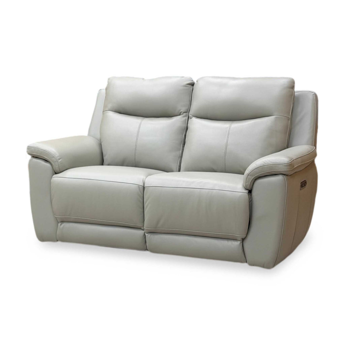 'Bobby’ Cat-80_03 Light Grey Leather 2 Seater Power Recliner Sofa – view 4