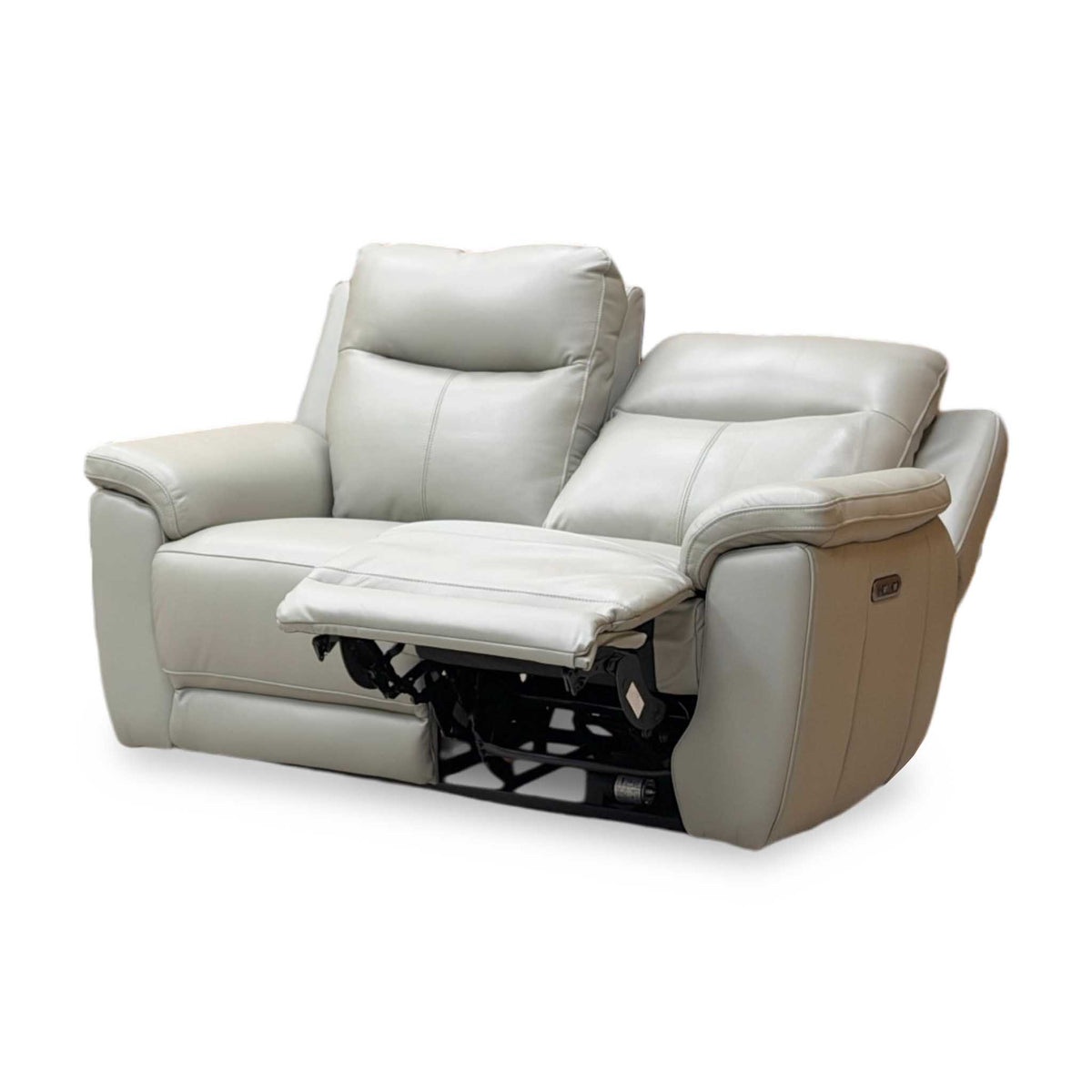 'Bobby’ Cat-80_03 Light Grey Leather 2 Seater Power Recliner Sofa – view 6