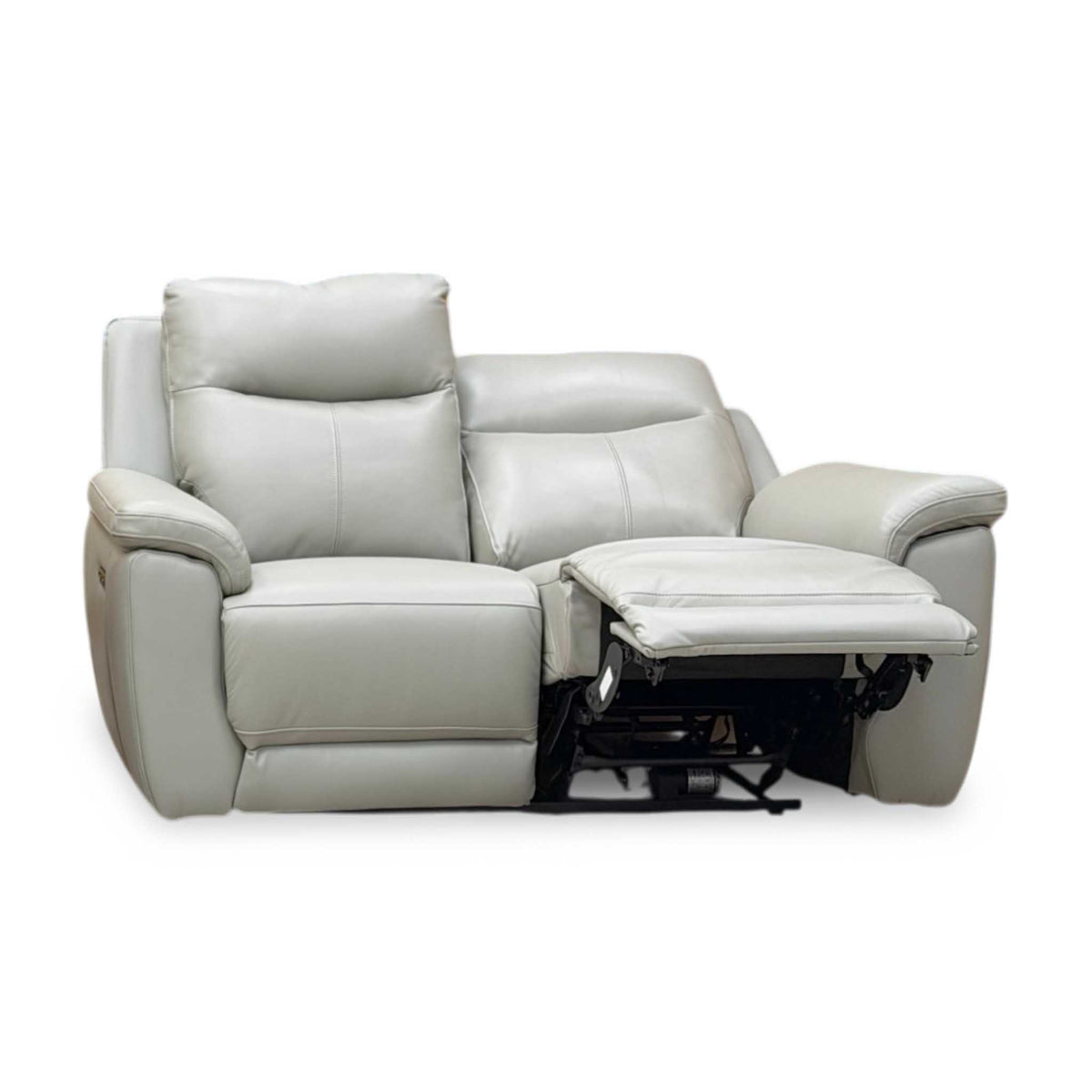 'Bobby’ Cat-80_03 Light Grey Leather 2 Seater Power Recliner Sofa