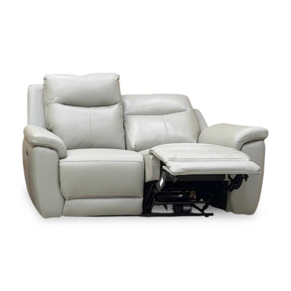 'Bobby’ Cat-80_03 Light Grey Leather 2 Seater Power Recliner Sofa