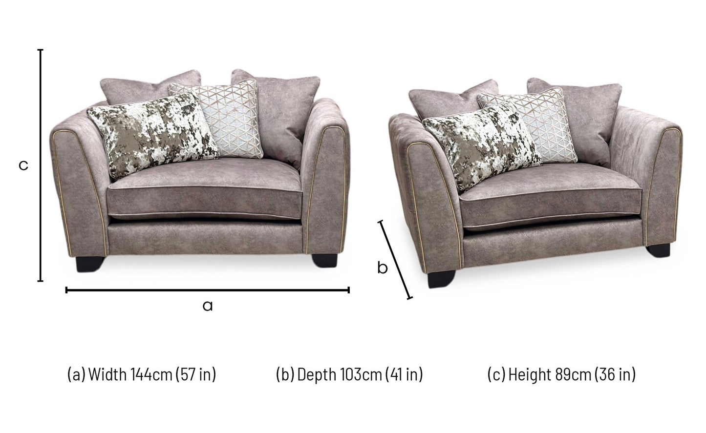 'Mariah' Dapple Chocolate-Tri Brass Insert Fabric Snuggler Chair