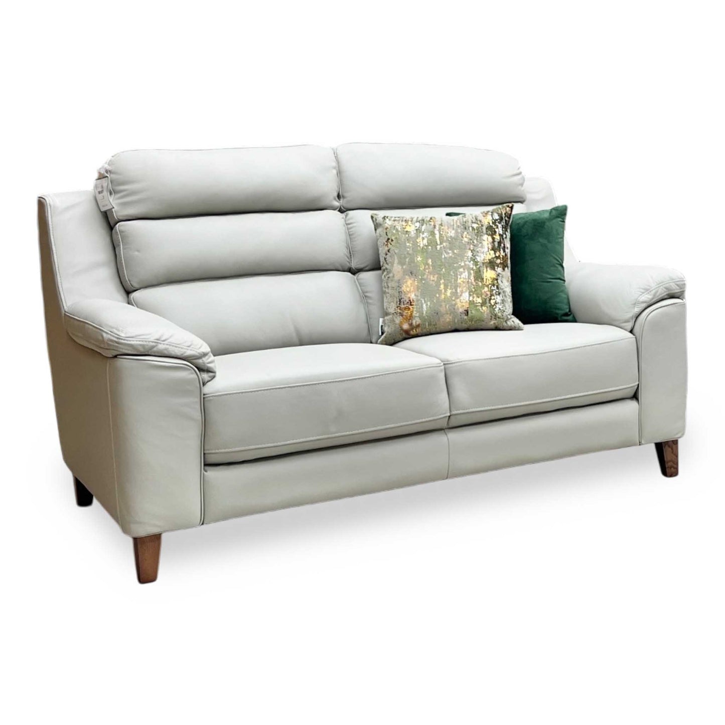 ‘Preston’ Pearl Grey Real Leather 2 Seater Sofa